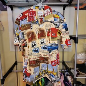 David Carey Originals Rt 66 All Over Graphic Short Sleeve - Size Medium